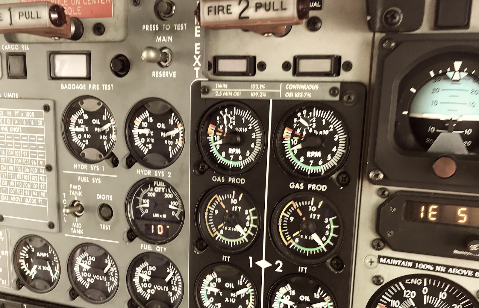 Cockpit of a bell412 helicopter