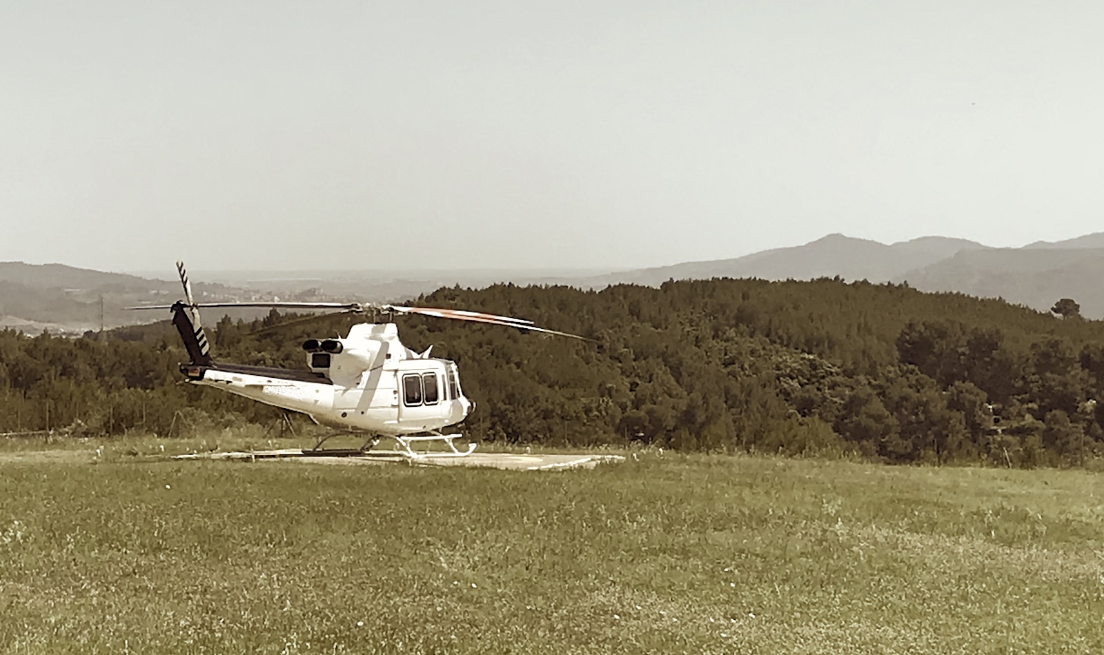 Bell412 helicopter parked near Barcelona